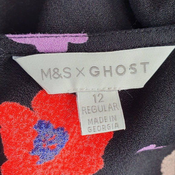 M&S X Ghost Floral Midaxi Midi Tea Dress Size 12 Christine Lampard Loose Women - Picture 12 of 15